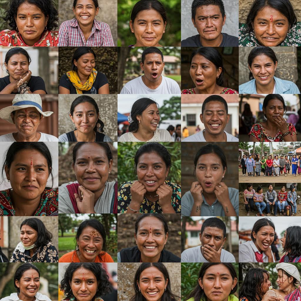 다양한 인물들의 얼굴이 모자이크처럼 배열되어 커뮤니티 기반의 공감 네트워크를 나타내는 장면