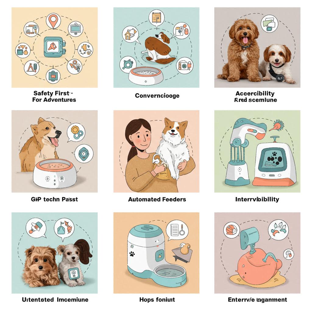 다양한 반려동물 서비스와 의료 장비가 도식 형태로 정리되어 디지털 펫 헬스케어 생태계를 나타내는 이미지