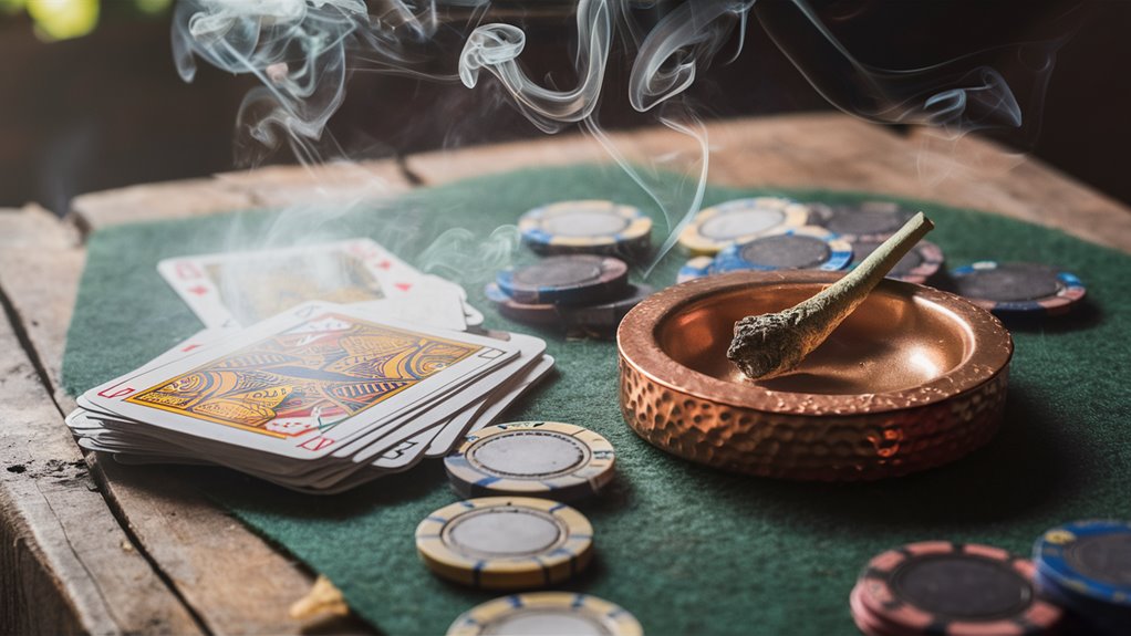 poker players smoking cannabis