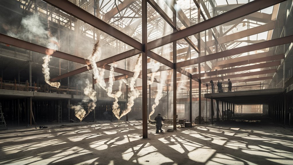 work sites release smoke