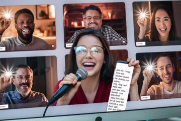 online friends sing together