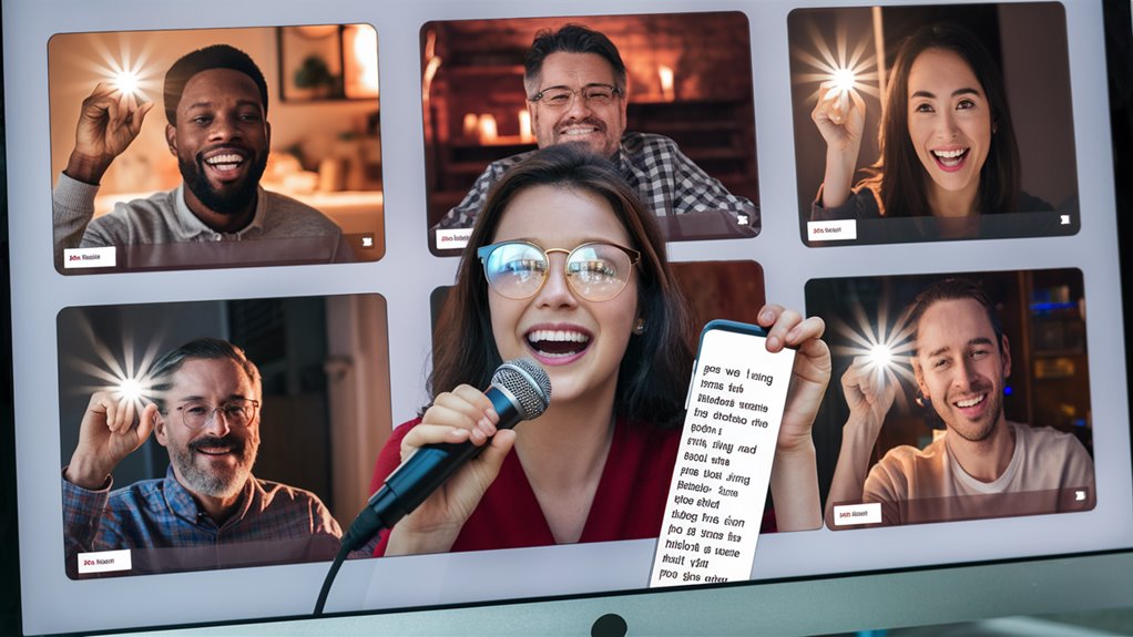 online friends sing together