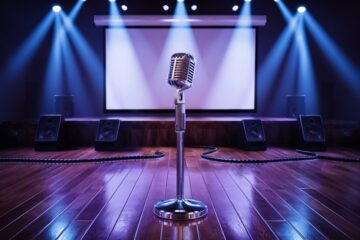 singing alone with microphone