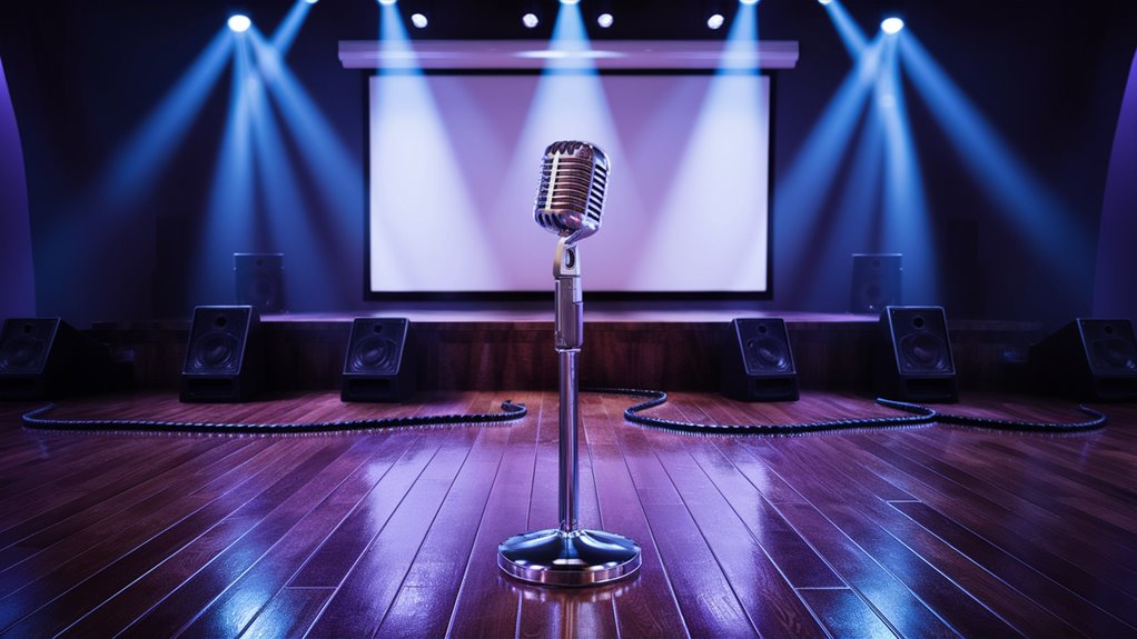 singing alone with microphone
