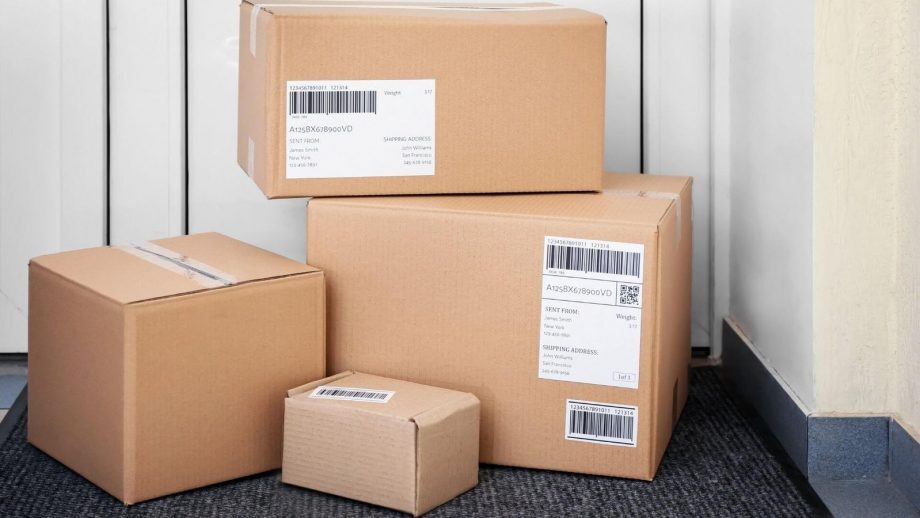 Package consolidation illustration for international shipping.